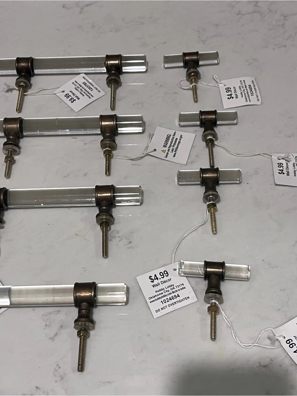 Hobby Lobby Clear Glass and Antique Brass-Tone Curtain Rod Holders